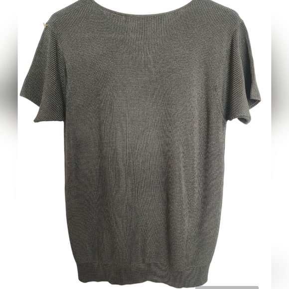 Linda Allard For Ellen Tracy Green Silk Knit Short Sleeve Top Large - Picture 2 of 6